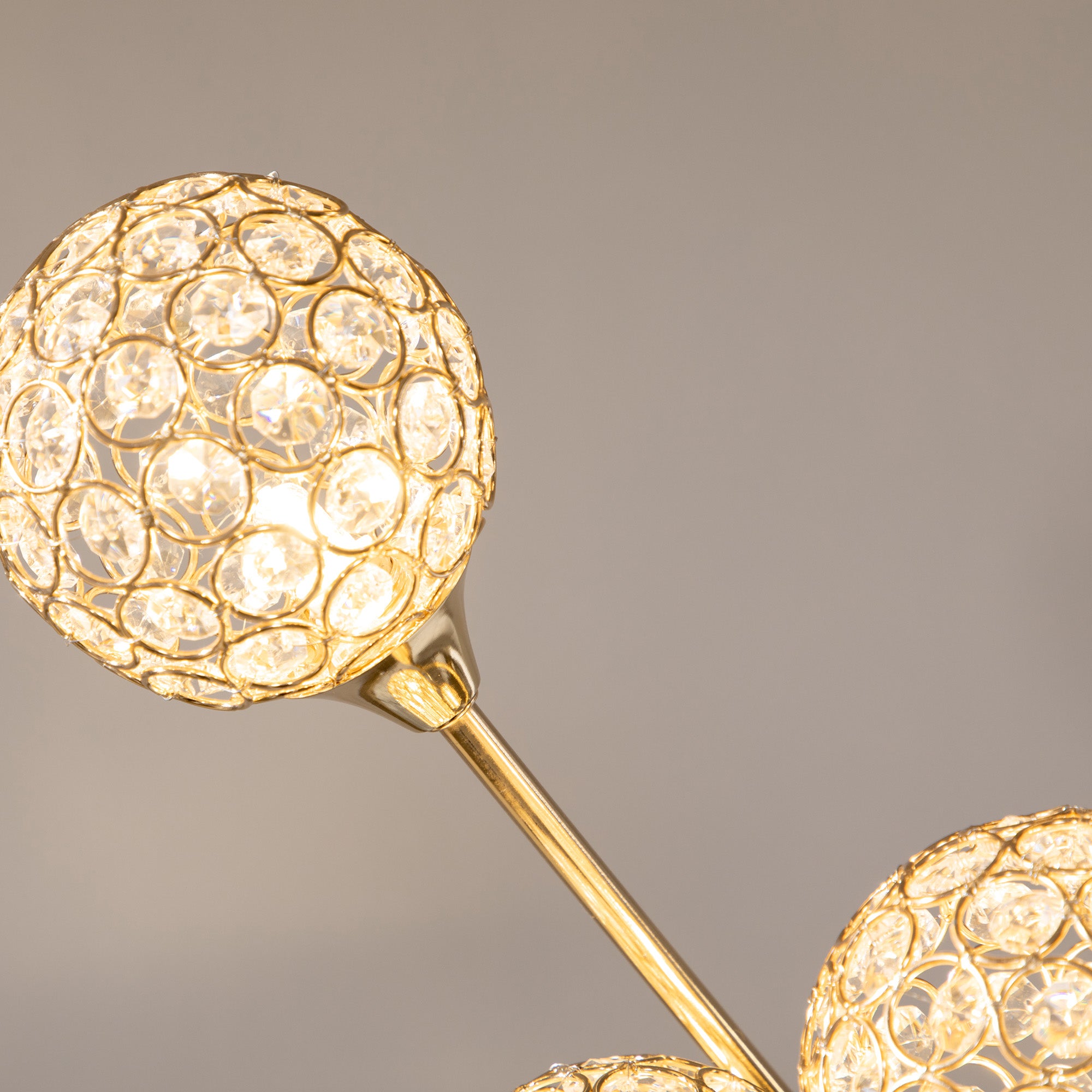 Modern Crystal 5-Light Upright Floor Lamp 156cm for Living Room Bedroom - Gold Tone