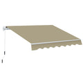 Manual Retractable Patio Awning 2.5m Width with Adjustable Shade - Beige and White