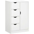 Freestanding Bathroom Cabinet with 4 Drawers & Door Cupboard for Living Room, Kitchen, Bedroom - White