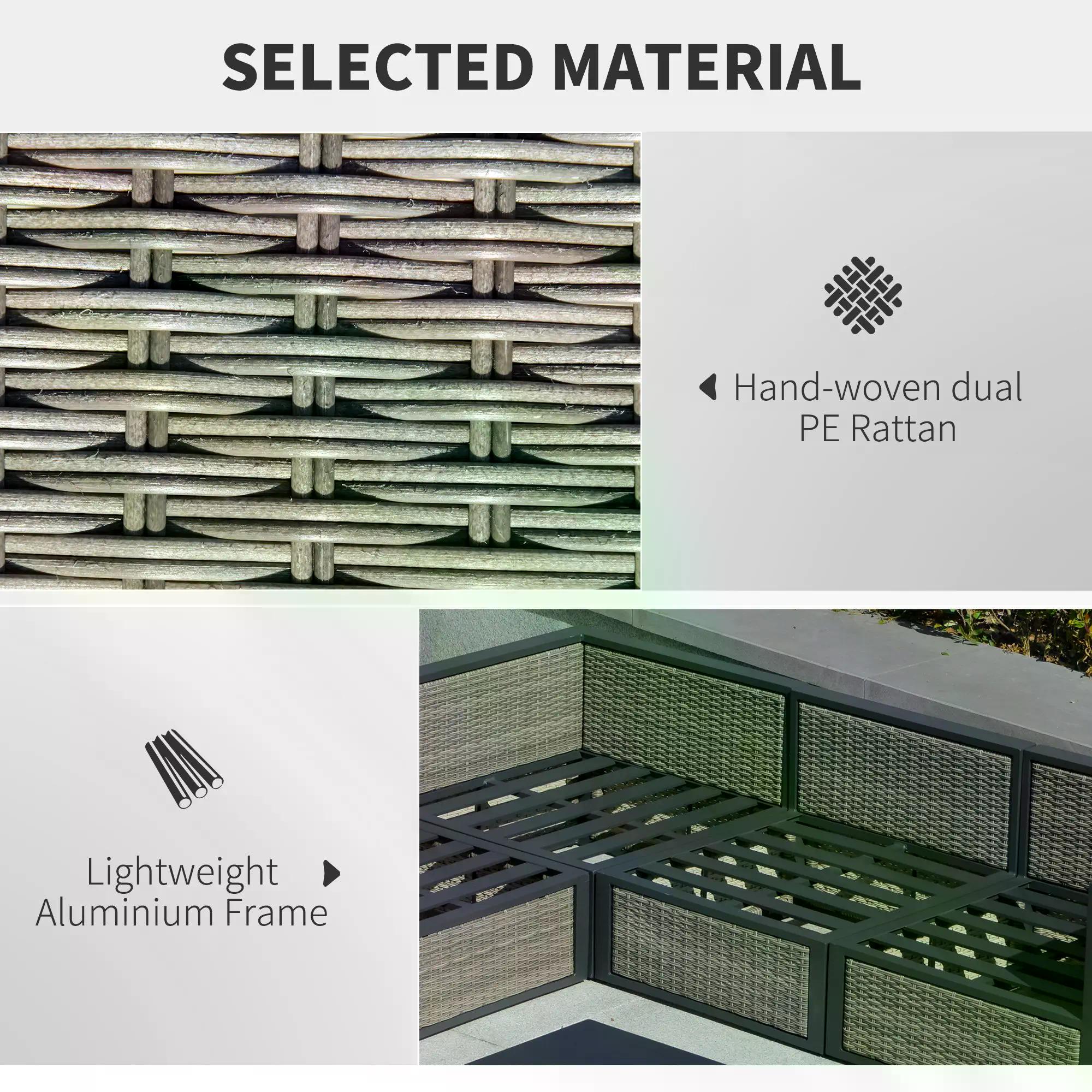 5-Seater Garden PE Rattan Sofa Sofa Set w/ Coffee Table and Padded Cushion, Grey