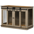Double Dog Crate Furniture for Large and Small Dogs - Oak Tone