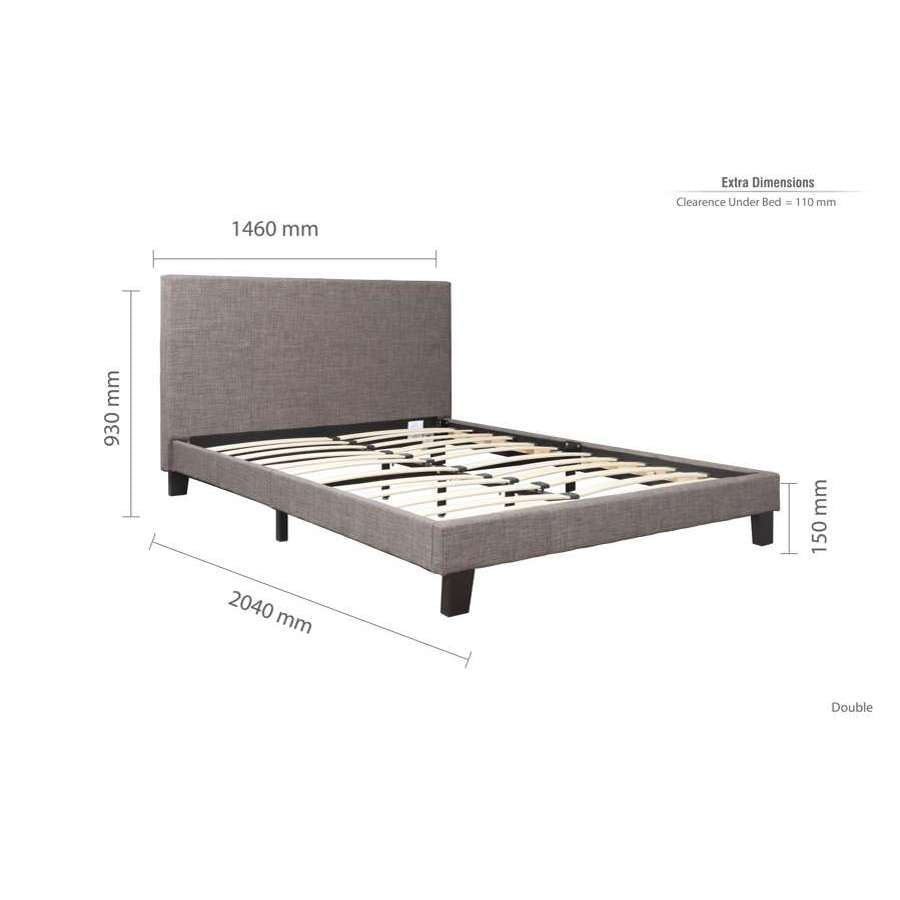 Berlin Double Bed Grey