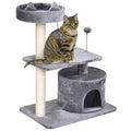 Cats 3-Tier Sisal Rope Scratching Post with Toys - Grey