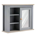 Bathroom Wall Mirror Storage Cabinet with Adjustable Shelves - Grey