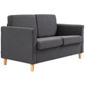 Compact 2 Seater Loveseat Sofa with Wood Legs and Armrests - Dark Grey