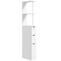 Slim Tall Bathroom Storage Cabinet with Drawers and 2-Tier Shelf - White