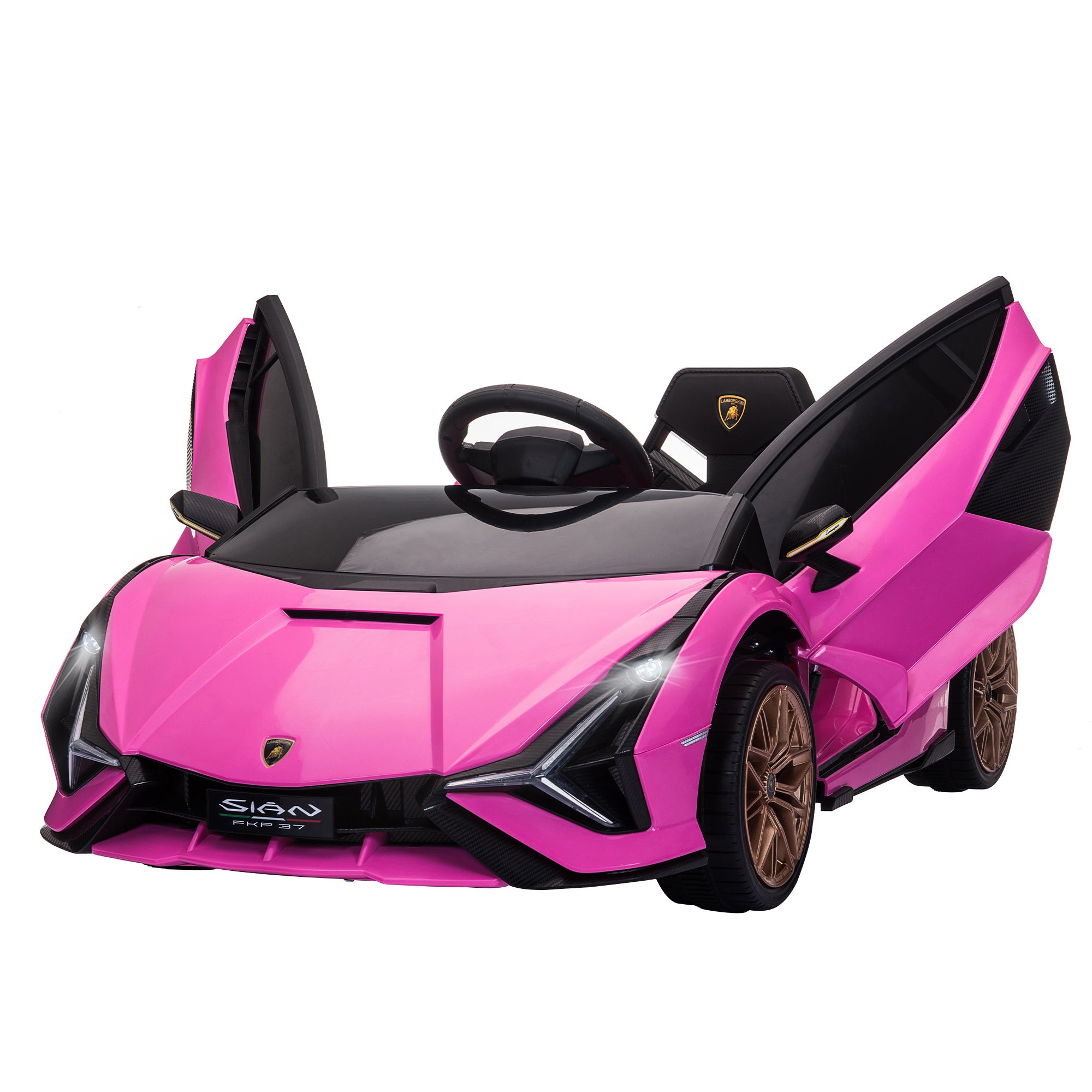 Compatible 12V Battery-powered Kids Electric Ride On Car Lamborghini SIAN Toy with Parental Remote Control Lights MP3 for 3-5 Years Old Pink