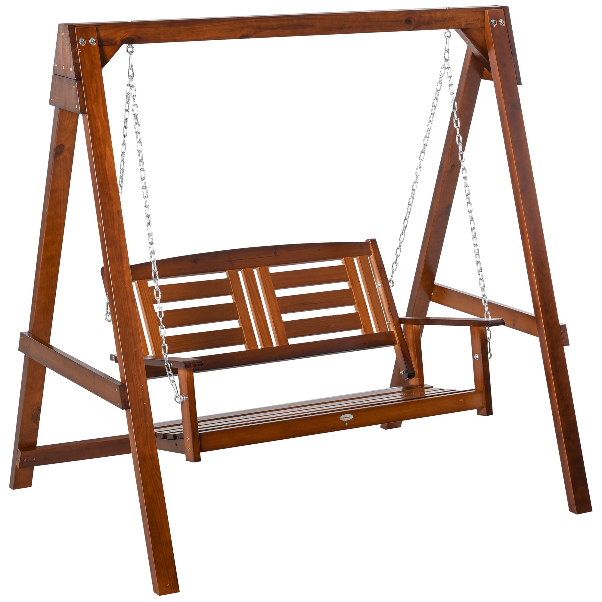 2 Seater Outdoor Garden Swing Chair Wooden Hammock Bench for Porch Patio Yard