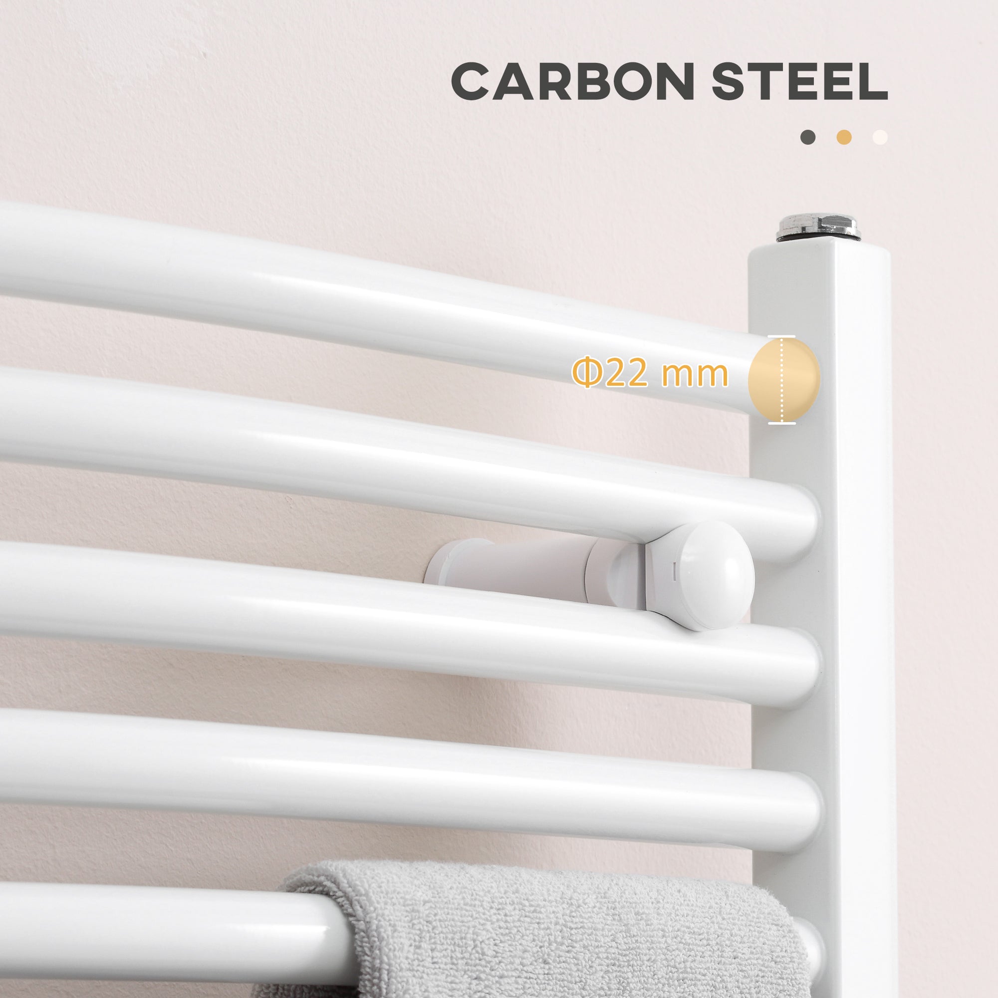 Straight Heated Towel Rail, Hydronic Bathroom Ladder Radiator Towel Warmer For Central Heating 600mm x 700mm, White