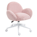 Fluffy Leisure Office Chair with Backrest, Armrest & Wheels - Pink