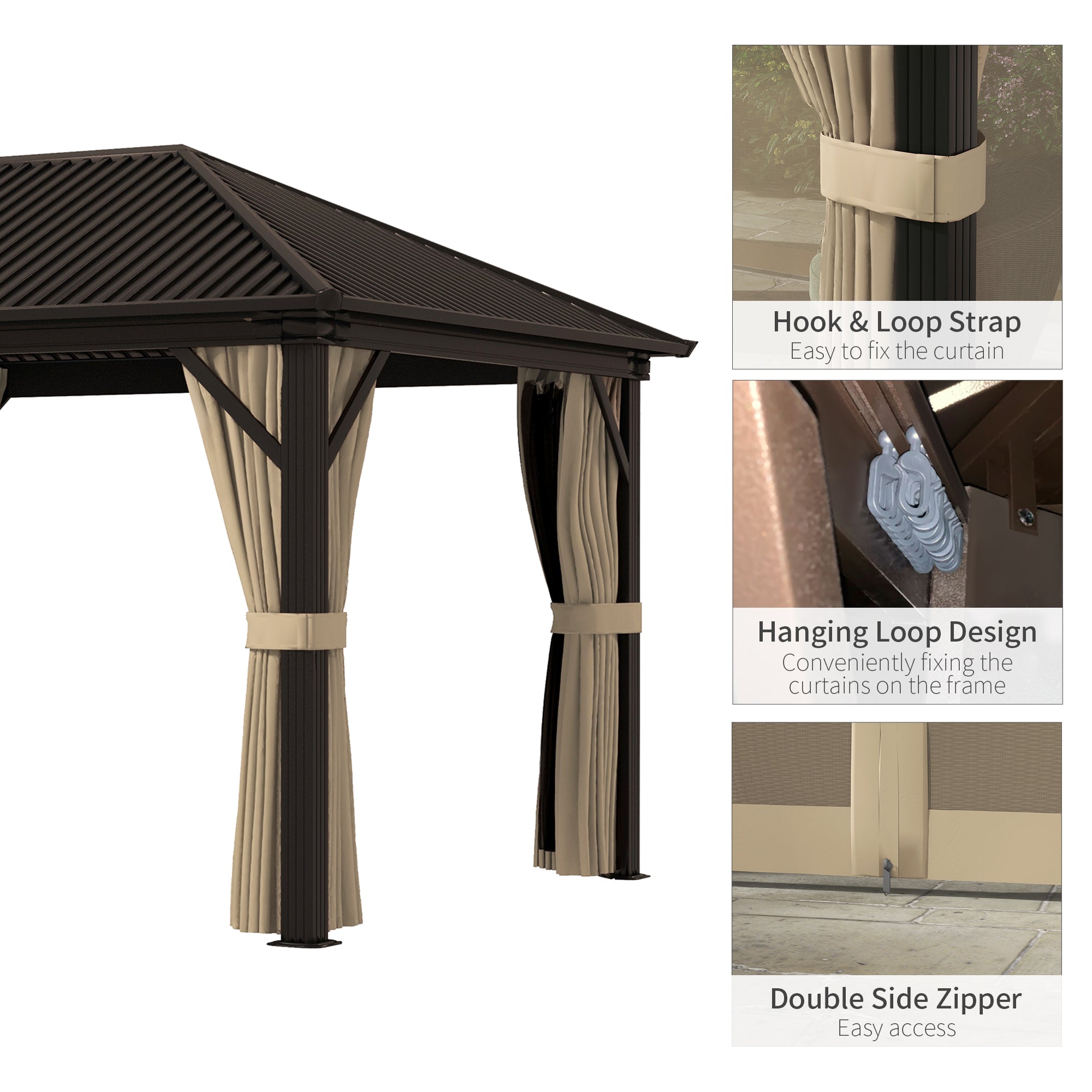 3.6 x 3m Aluminium Frame Hardtop Gazebo, with Accessories