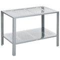 2 Tier Galvanised Steel Plant Stand with Mesh Shelves - Silver