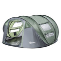 4-5 Person Pop-Up Waterproof Camping Tent with Mesh Windows - Dark Green