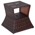 Outdoor Rattan Wicker Coffee Table with Parasol Hole 54cm - Brown