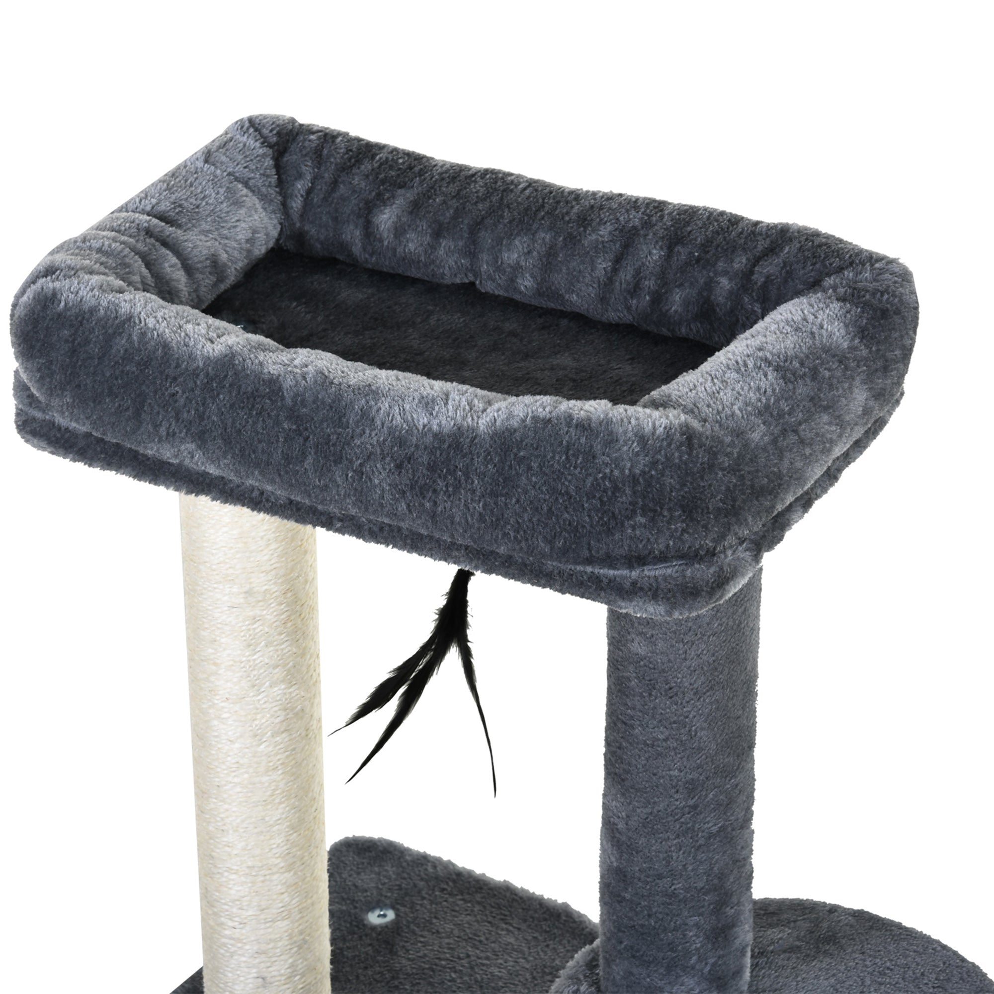 100cm Cat Tree for Indoor Cats, Multi-Activity Cat Tower with Perch House Scratching Post Platform Play Ball Rest Relax, Grey and White