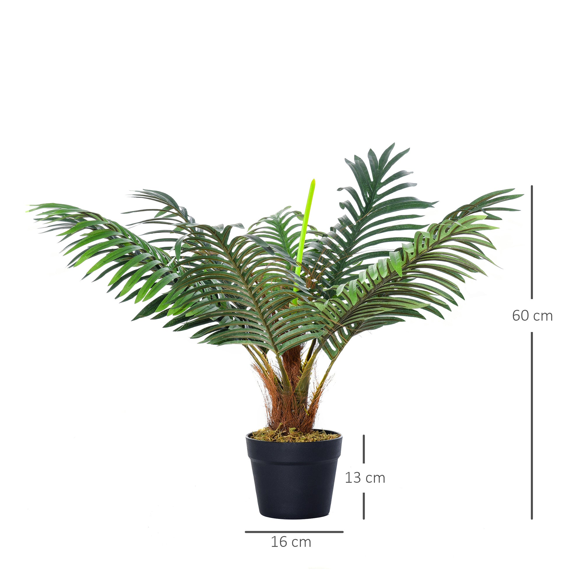 Artificial Palm Tree 60cm with Nursery Pot 8 Leaf Tropical Décor - Green