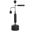 4-in-1 Boxing Punching Bag Stand with 2 Speedballs, 360° Reflex Bar & Adjustable Height - Black