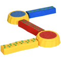 5 Piece Kids Balance Beam and Stackable Stepping Stones Set with Non-Slip Surface - Red, Yellow, Blue