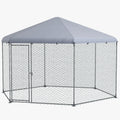 4 x 3.5 x 2.6m Outdoor Chicken Coop for 10-15 Chickens, Hens, Rabbits & Ducks - Silver Tone