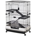 3 Tier Rolling Small Animal Cage with Platform Ramp and Removable Tray 81.2 x 52.7 x 110 cm - Black White