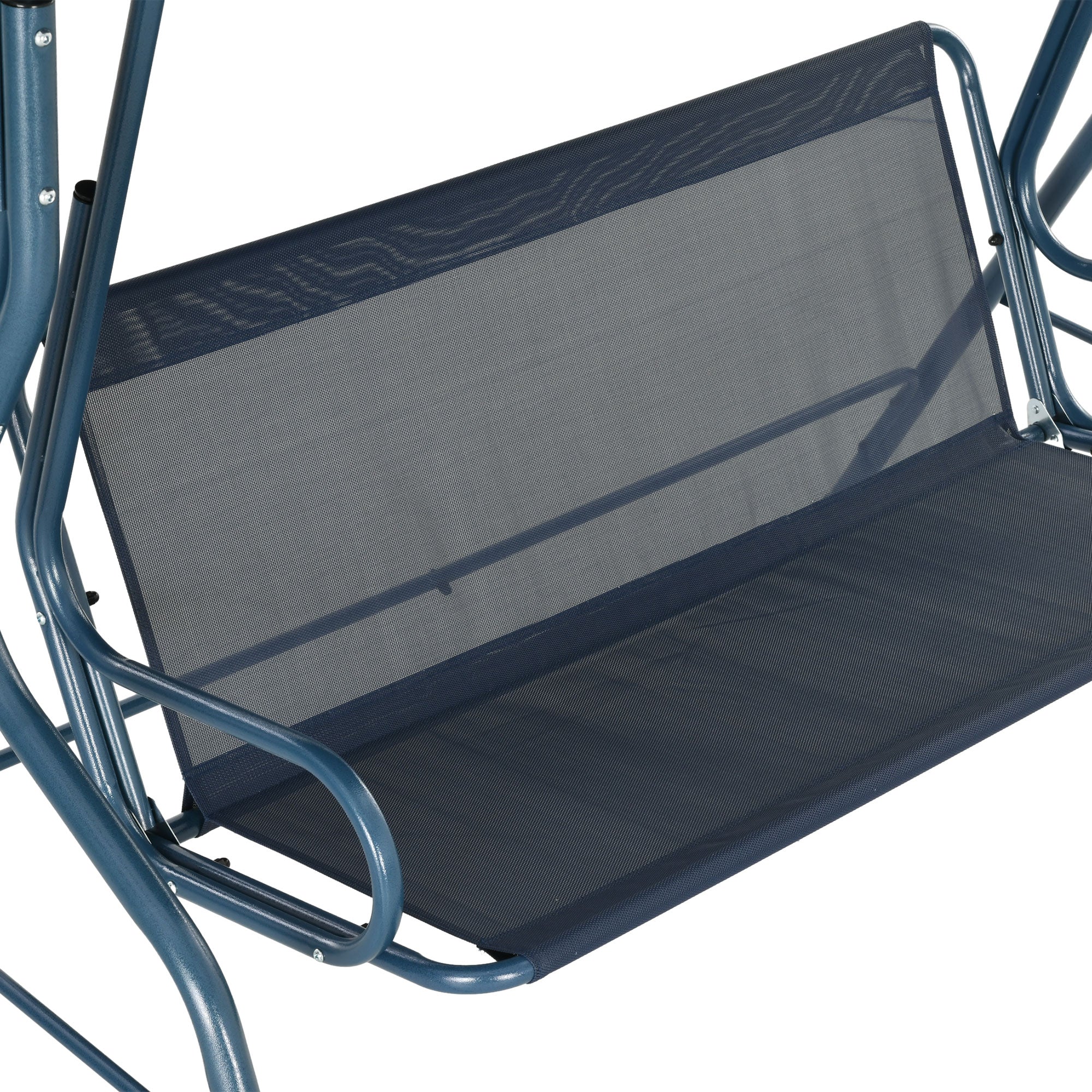 3 Seater Garden Swing Seat Chair with Adjustable Canopy and Metal Frame - Blue Stripes