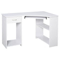L-Shaped Corner Computer Desk with Shelves, Keyboard Tray, Drawer & CPU Stand - White