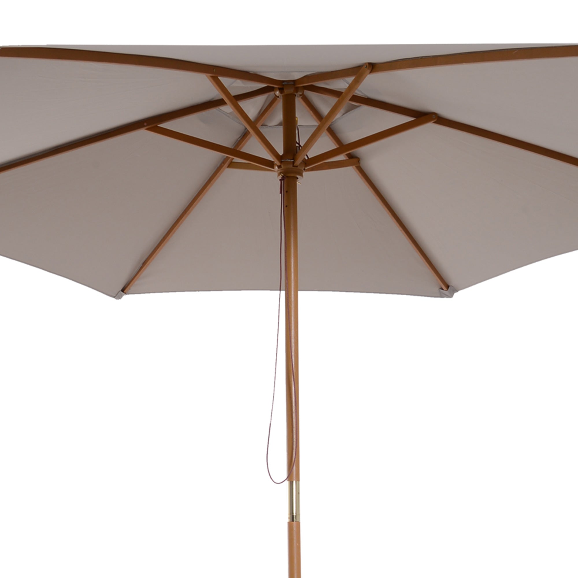2.5m Wooden Garden Parasol with Ventilated Polyester Canopy - Grey