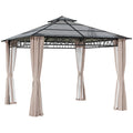 3 Piece Outdoor Polycarbonate Gazebo Set 300x300cm with Steel Frame - Grey