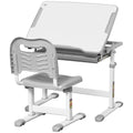 Height Adjustable Kids Desk and Chair Set with Tiltable Desktop - Grey