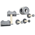 5Pcs Wall Mounted Cat Tree with Perch, Condo & Scratching Post for Indoor Cats - Grey