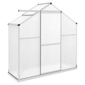 6 Foot Polycarbonate Greenhouse with Sliding Door and Rain Gutter - Silver
