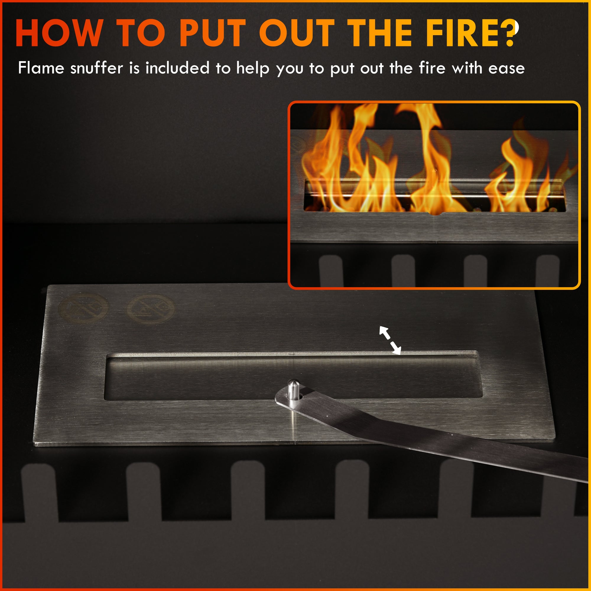 Freestanding Bioethanol Fireplace Stove with 0.9L Tank and Stainless Steel Flame Snuffer - Black
