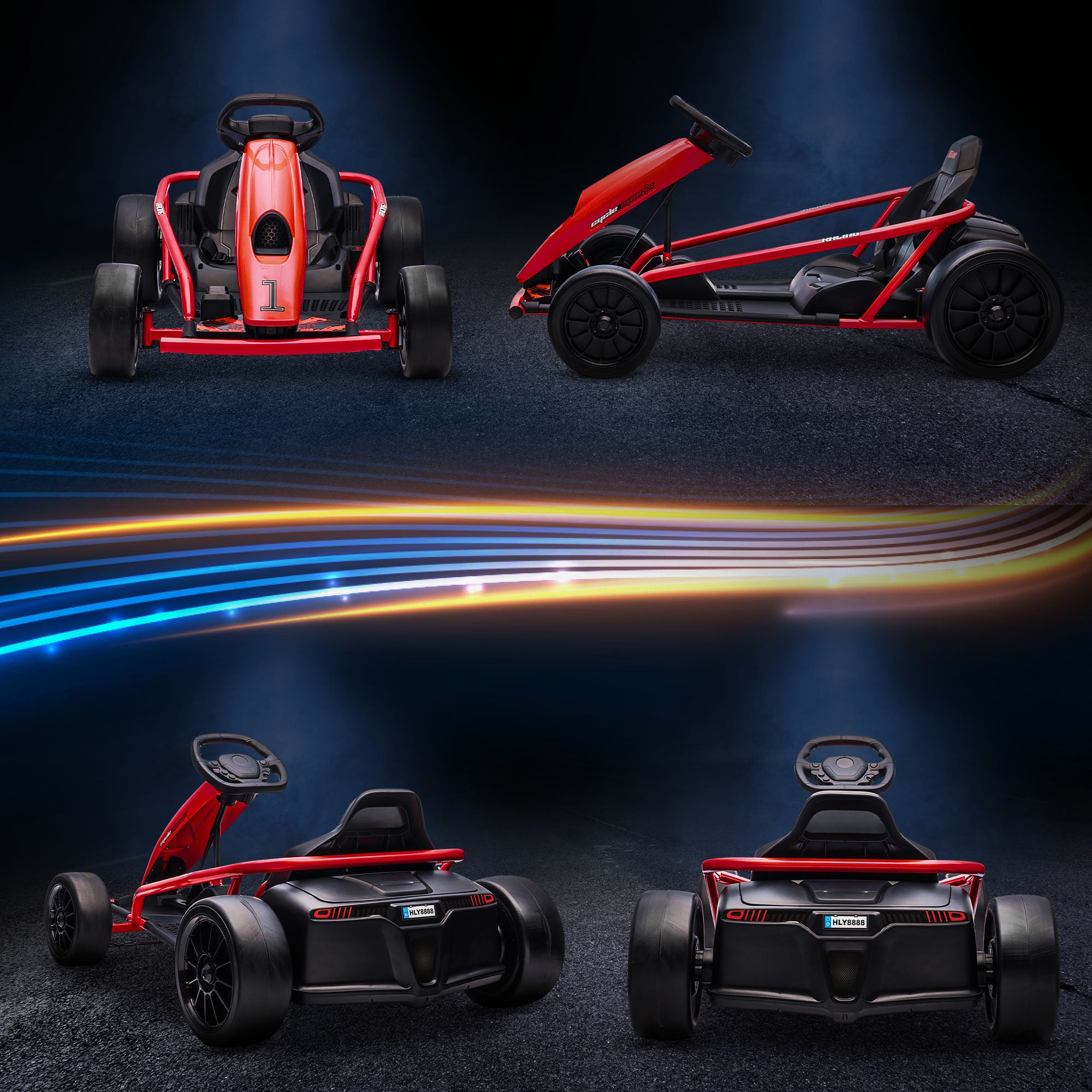 24V Electric Kids Go Kart with Drift and 2 Speeds for Ages 8-12 - Red
