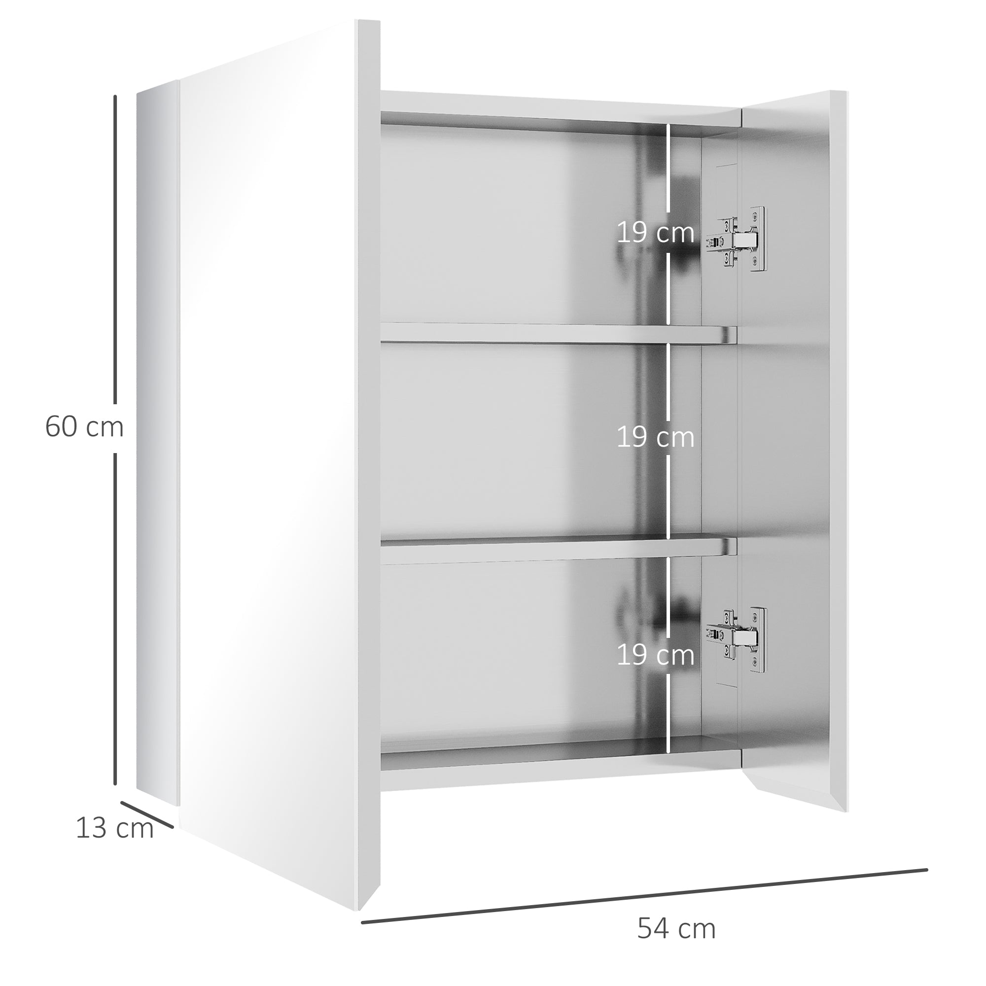 Mirror Cabinet for Bathroom, Wall Mounted Medicine Cabinet with Hinged Door, Storage Shelves for Laundry Room