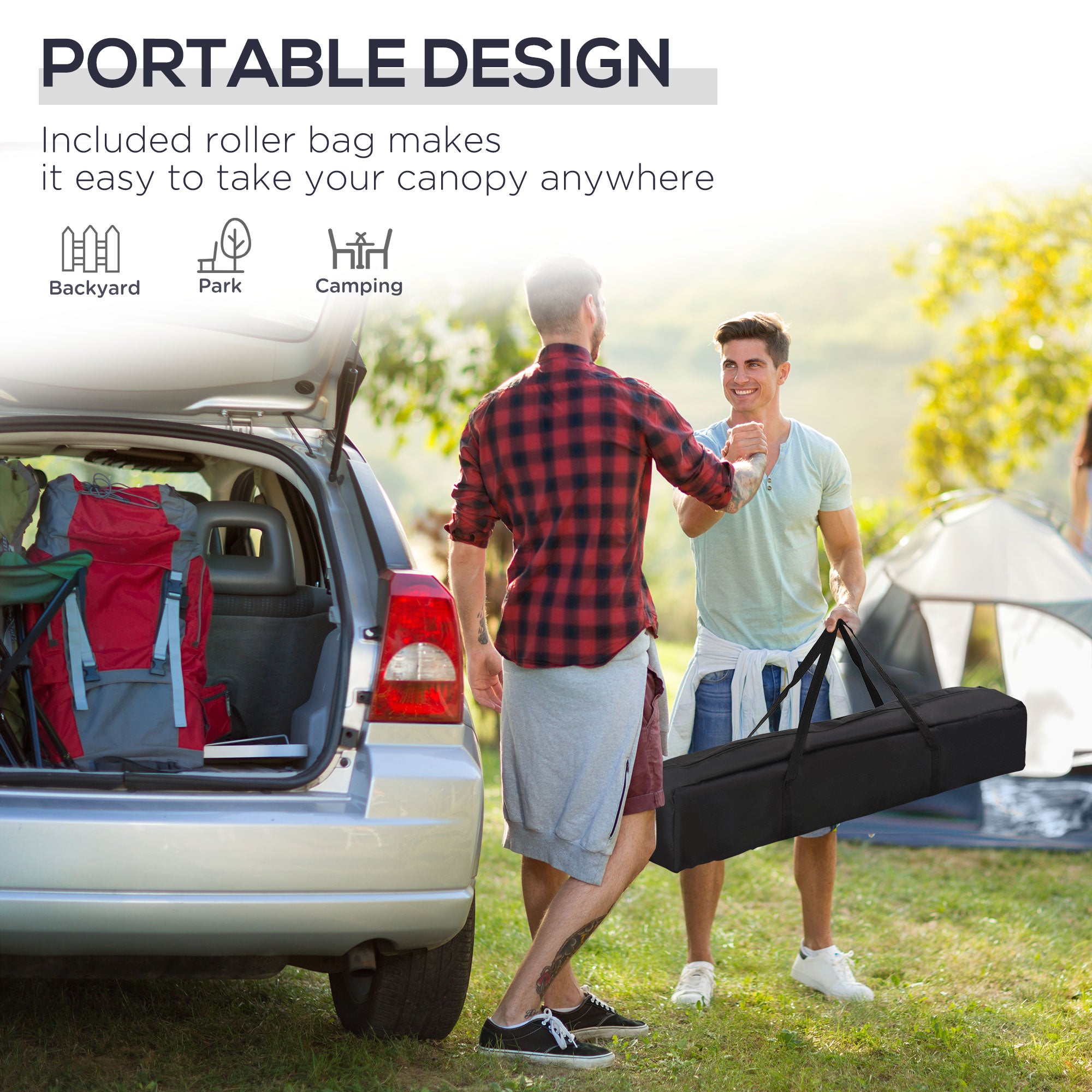 3 x 3m Pop Up Gazebo Set - Adjustable Steel Frame Outdoor Tent