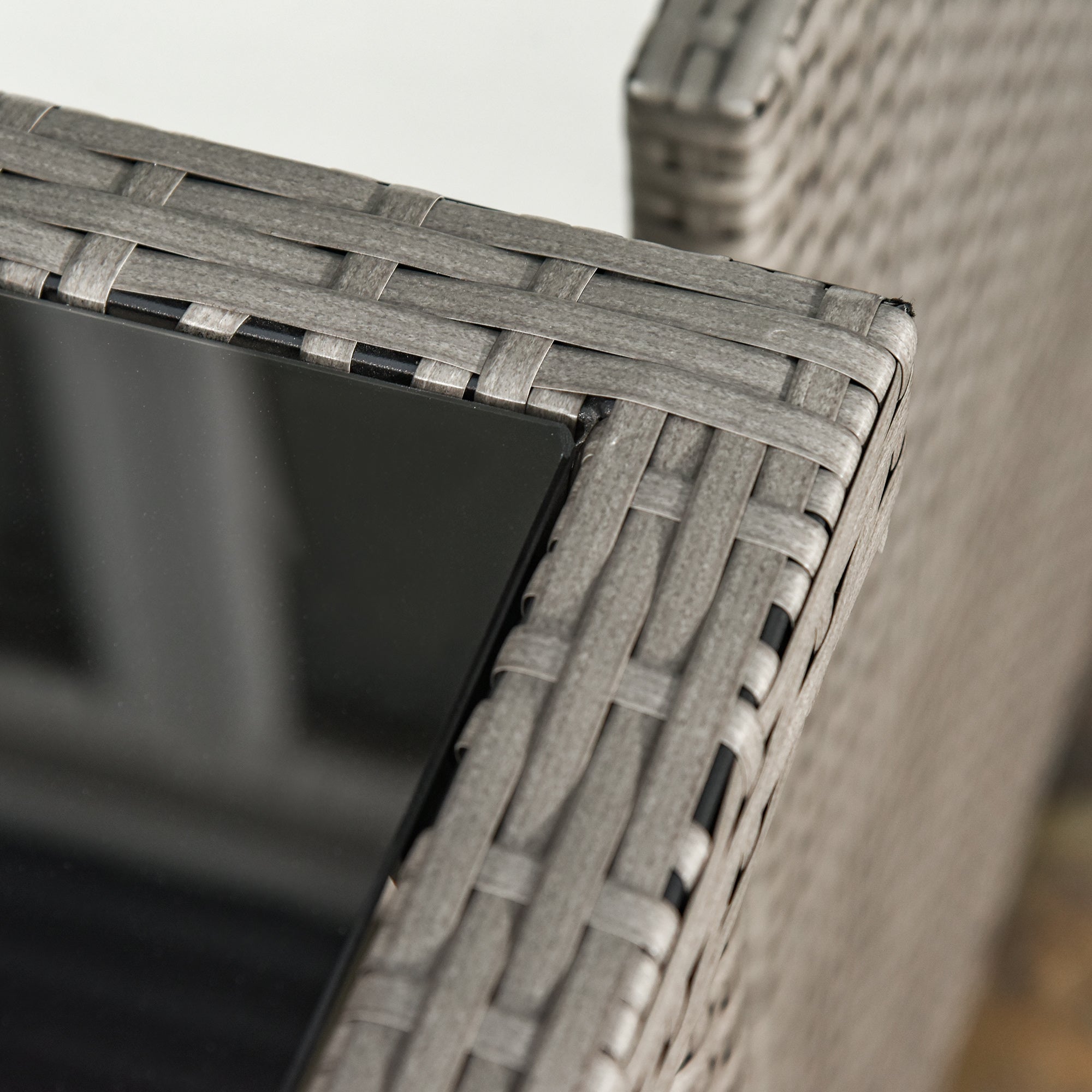 4 Seater Rattan Garden Furniture Set with Cushioned Footrests Grey