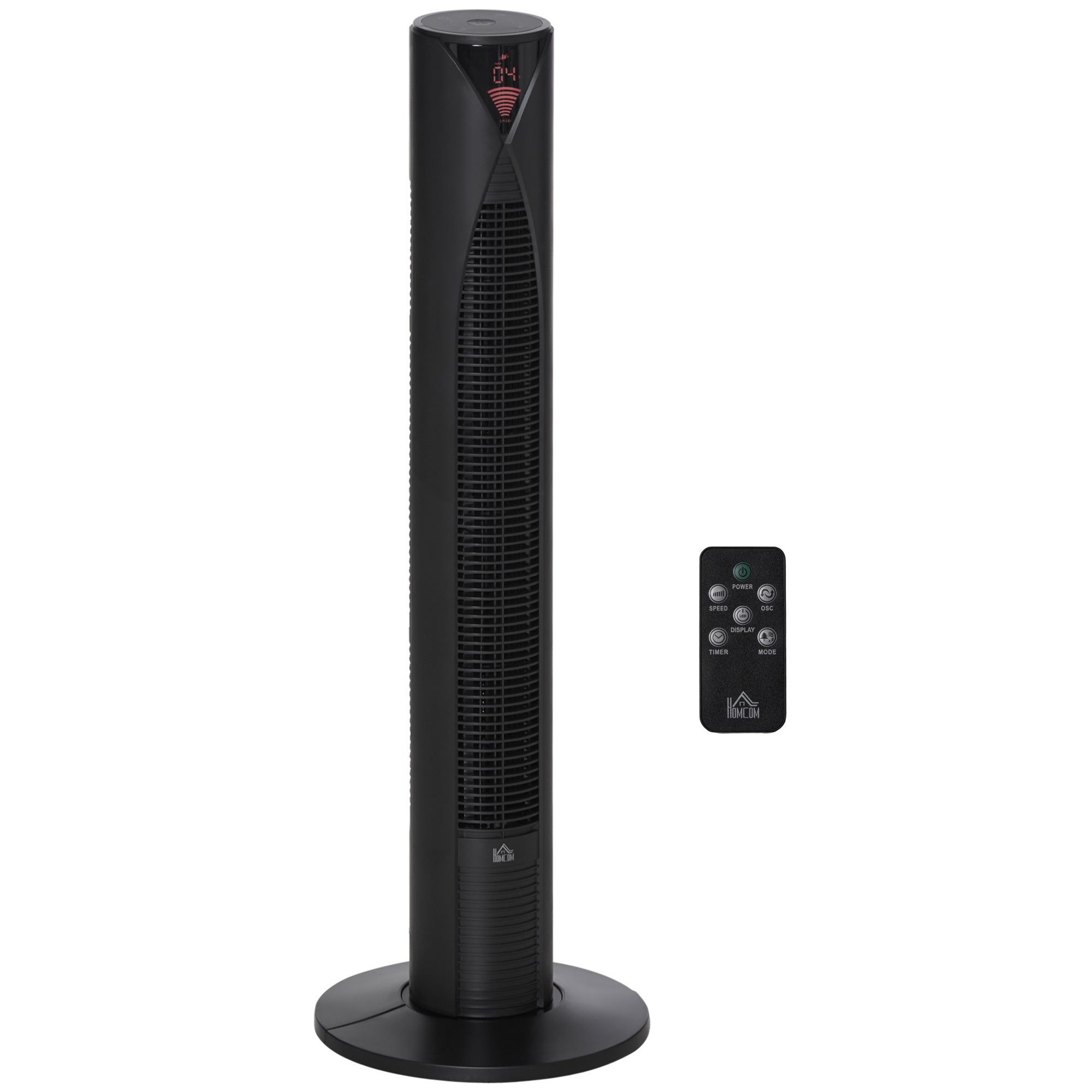 38" Oscillating Tower Fan Remote Control 3 Speed Modes 12-Hour Timer Ultra Slim Cooling Machine Black - Ф31.5 x H96cm