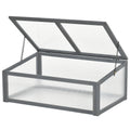 Polycarbonate Cold Frame Greenhouse with Wooden Frame and Ventilated Top Cover - Brown