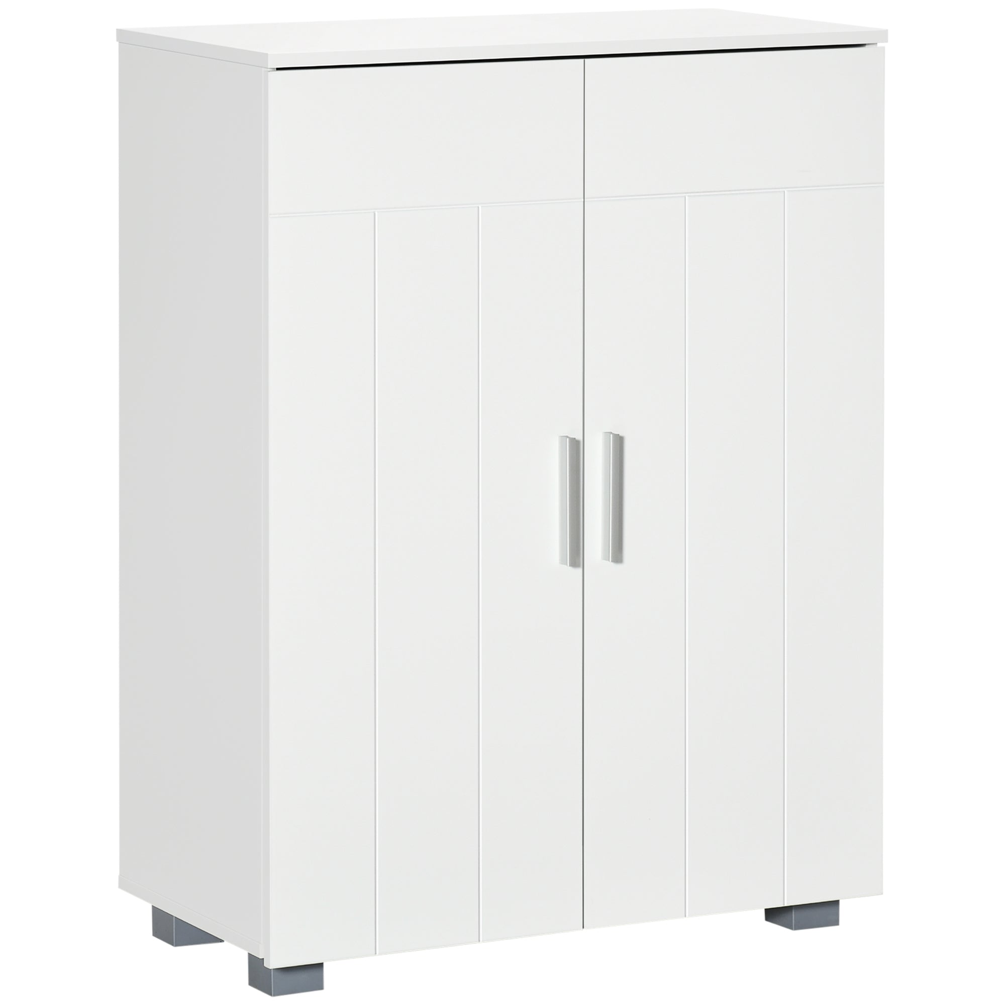 Modern Bathroom Floor Cabinet, Free Standing Linen Cabinet, Storage Cupboard with 3 Tier Shelves, White