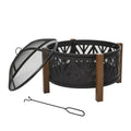 30 Inch 2-in-1 Outdoor Fire Pit and BBQ Grill Set - Black