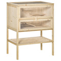 3 Tiers Wooden Hamster Cage for Small Rodents 60L x 40W x 80H cm - Natural Wood