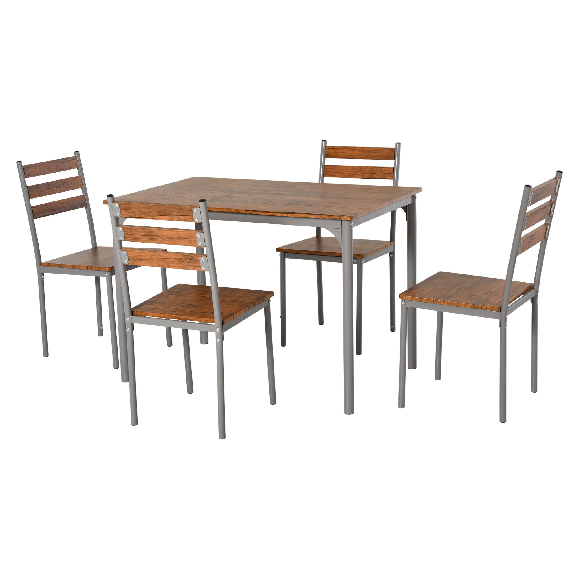 Modern 5-Piece Dining Table Set, Dining Table With 4 Chairs For Compact Dining Room& Kitchen, Brown