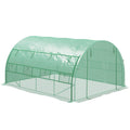 Walk-In Polytunnel Greenhouse Tent with Roll-Up Sidewalls and Zipped Door - Green