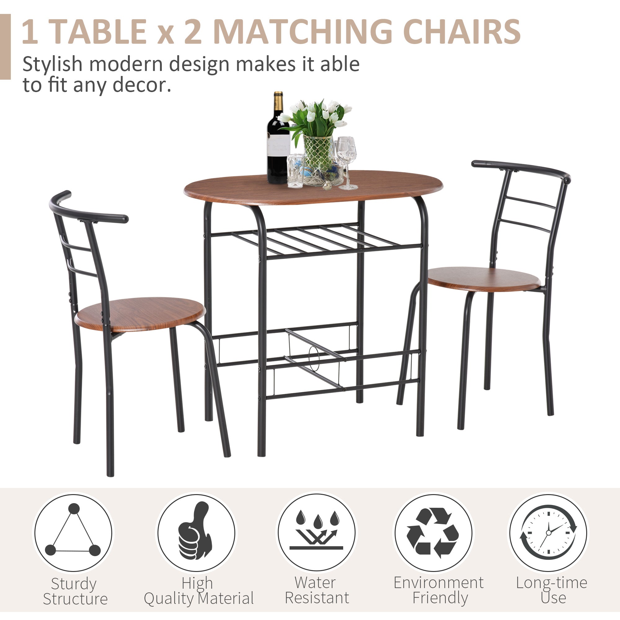 MDF 2 Person Dining Table Set 2-Seater Bar Stool and Table Set