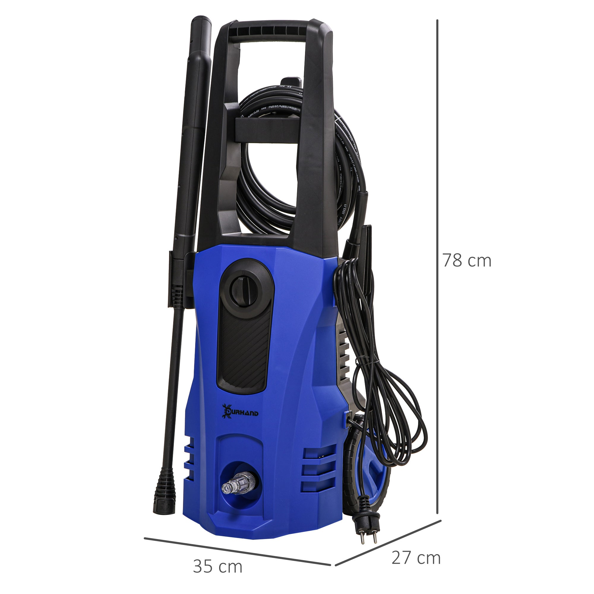 High Pressure Washer, 150 Bar Pressure, 510 L/h Flow, 1800W, High-Performance Portable Power Jet Wash Cleaner, Blue