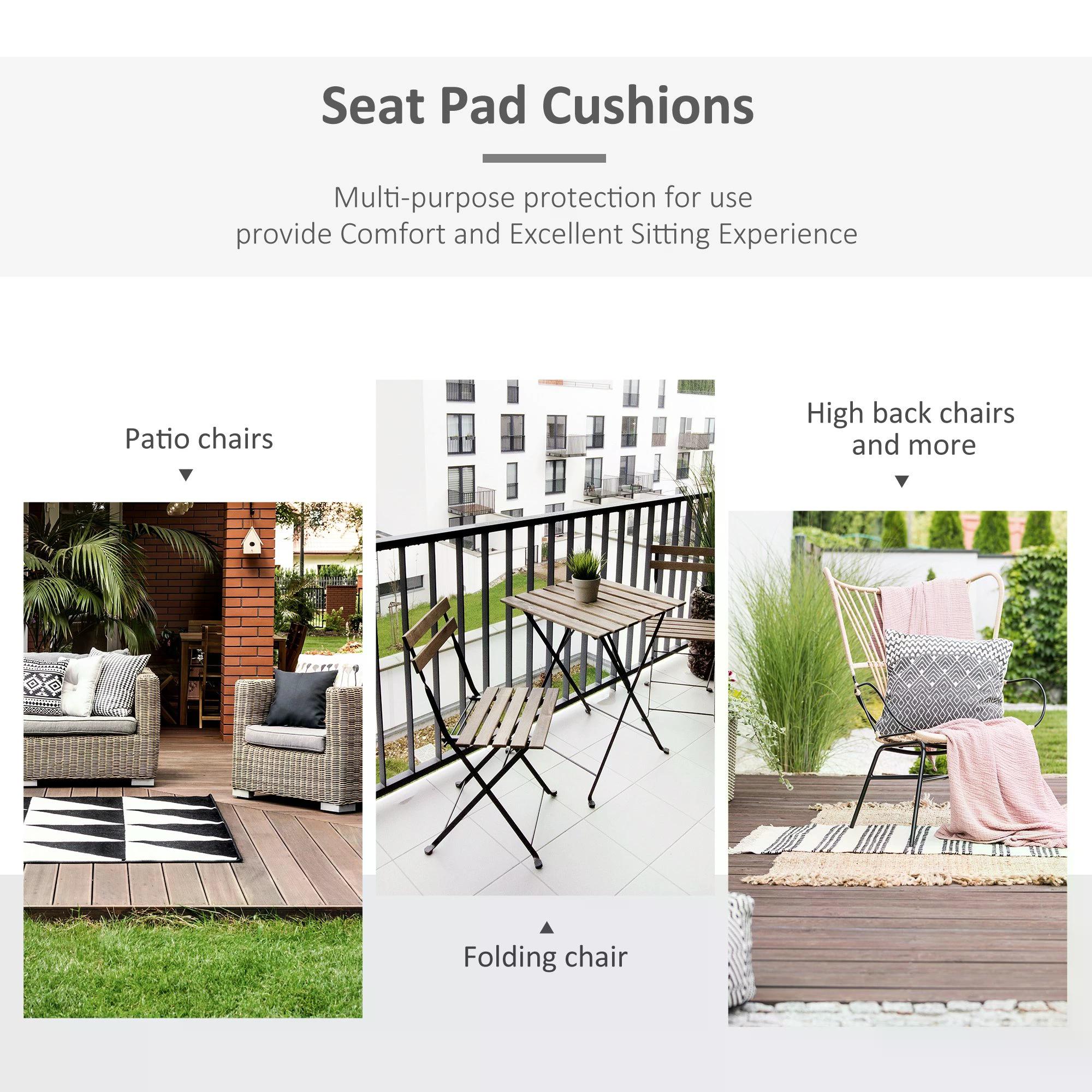 Set of 2 Bench Cushion Seat Pads Dining Chair w/Straps Indoor Garden Patio Mat White 45L x 45W x 5T cm