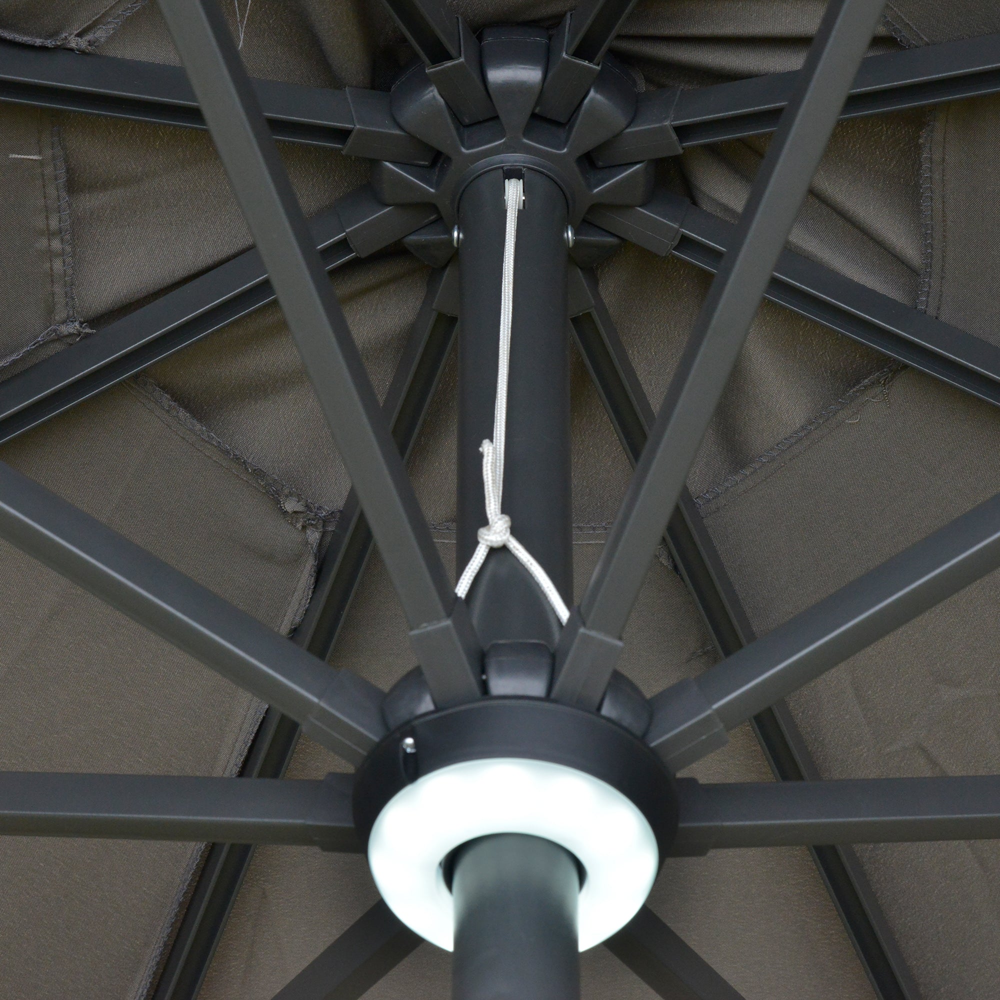 2.7m Garden Parasol with Solar LED Lights and Tilt Grey