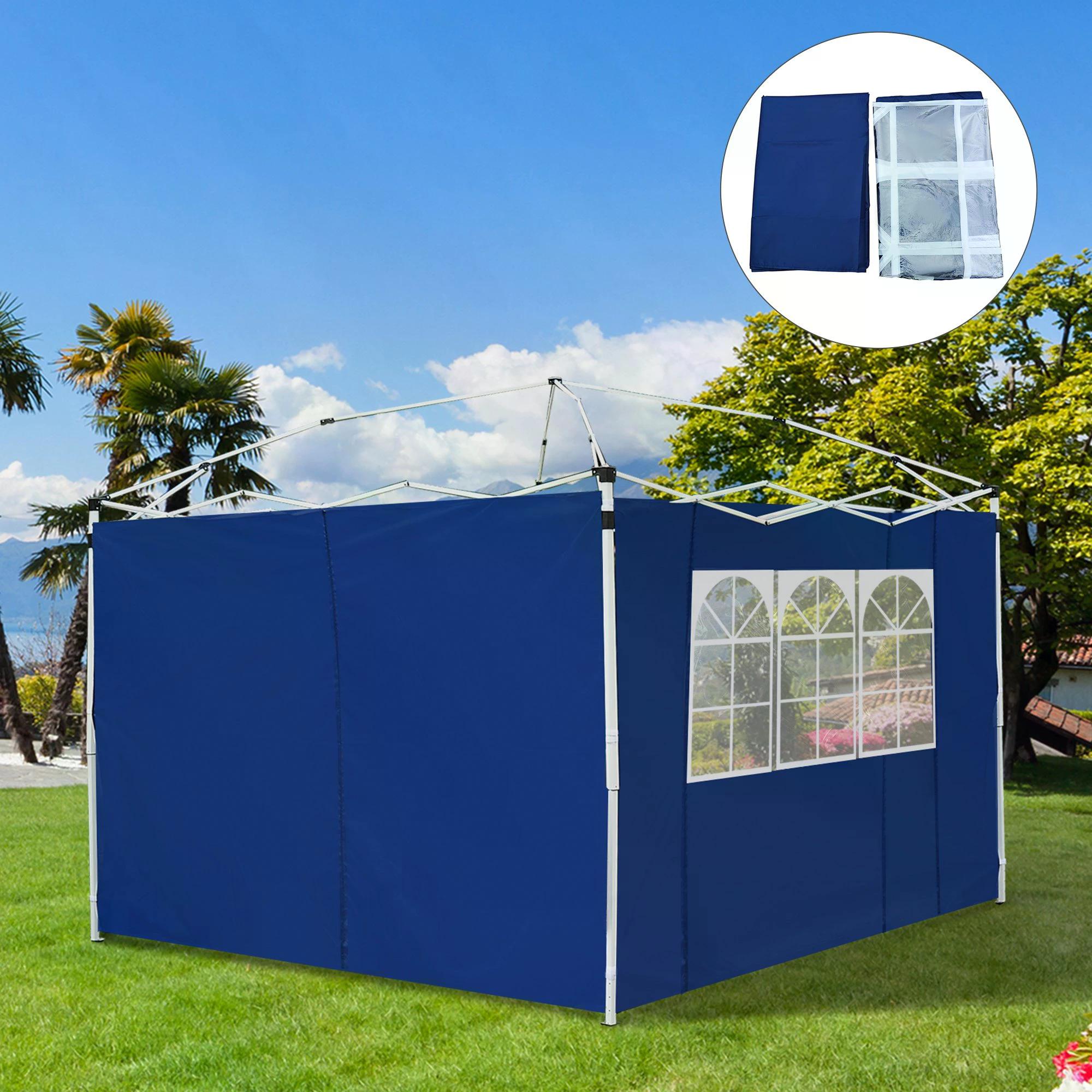 3m Gazebo Exchangeable Side Panel Panels W/ Window-Blue