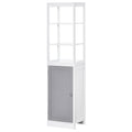 Slimline Tall Bathroom Storage Cabinet with Multi-Purpose Shelves - White and Grey