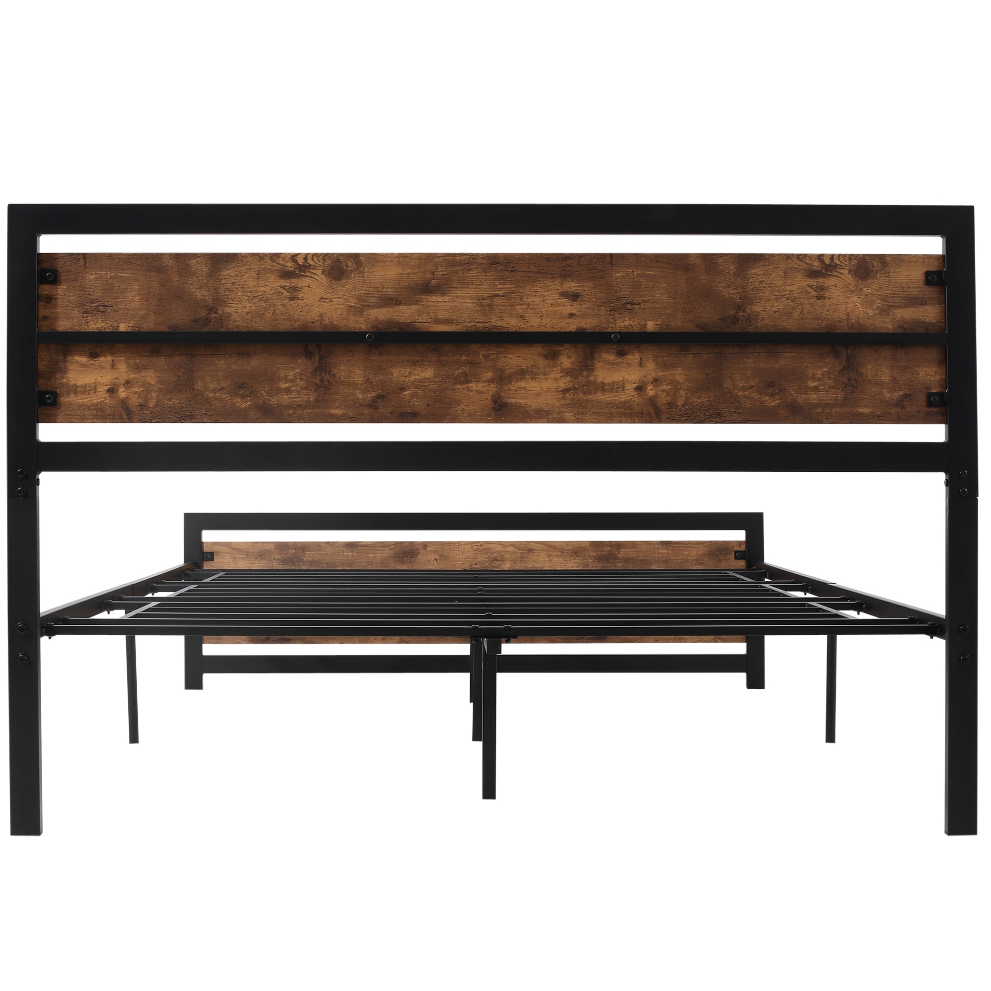 Industrial Style King Metal Bed Frame with Headboard & Footboard